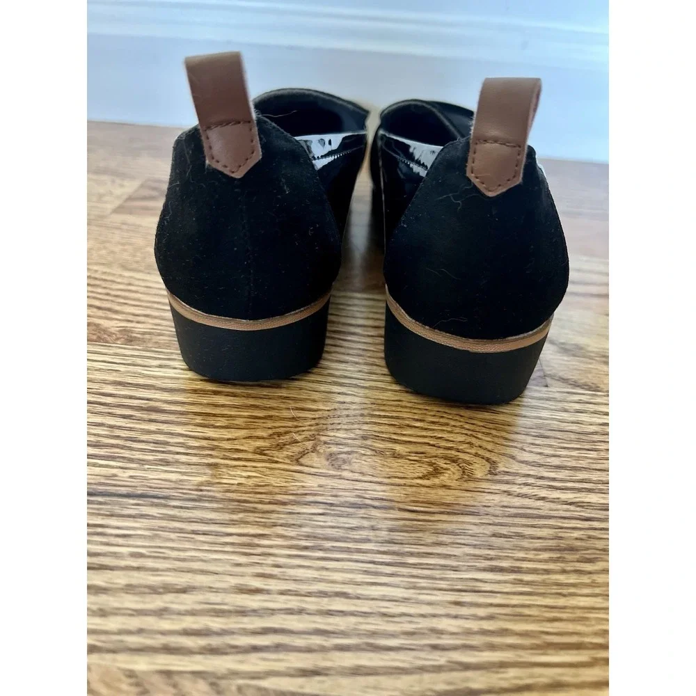 Dr. Scholl's Webster Preppy Loafers Black Slip‎ On Faux Patent Microsuede Sz 6.5